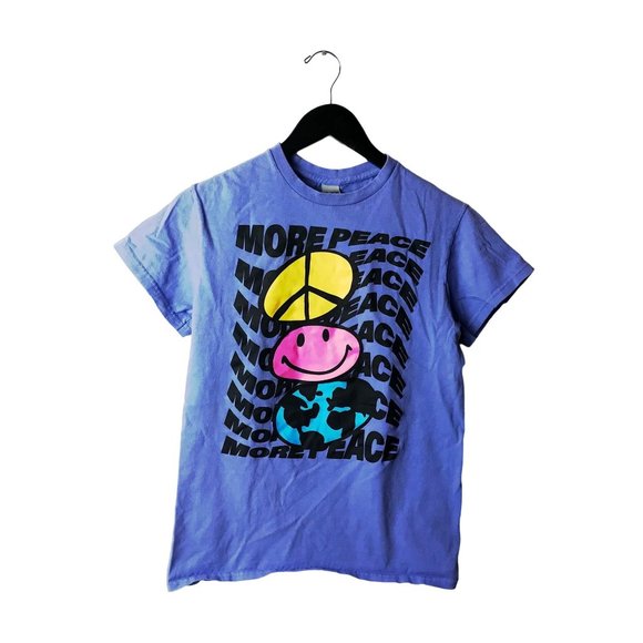 Gildan Other - More Peace T Shirt Adult Purple Small S Wavey Smiley Sign Graphic Tee Solid Logo